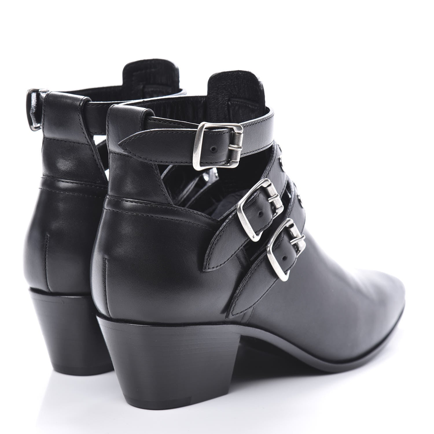 Saint Laurent Calfskin Rock Rivet Stud Booties 36 Black 4 of 8
