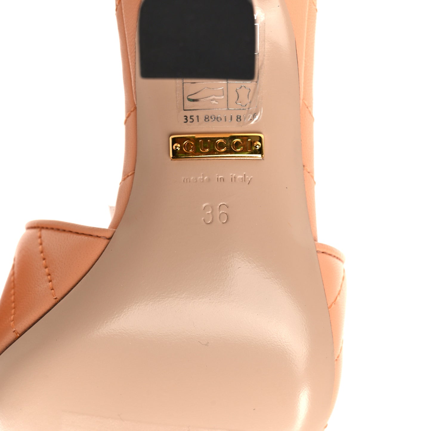 Nappa Matelasse GG Marmont 75mm Slide Sandals 36 Peachy Chic