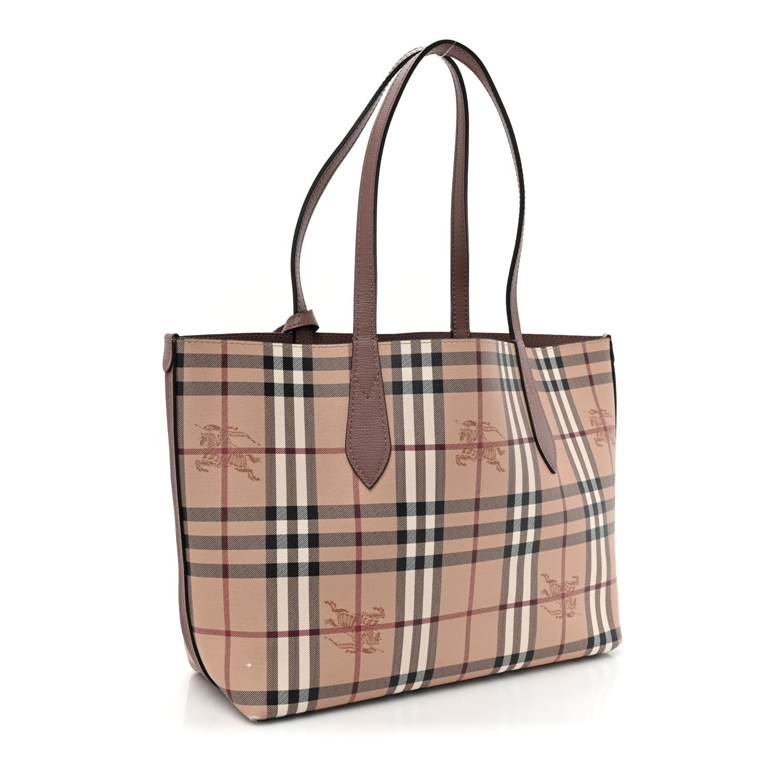 Burberry Grainy Calfskin Haymarket Check Medium Reversible Tote Light Elderberry 3 of 18