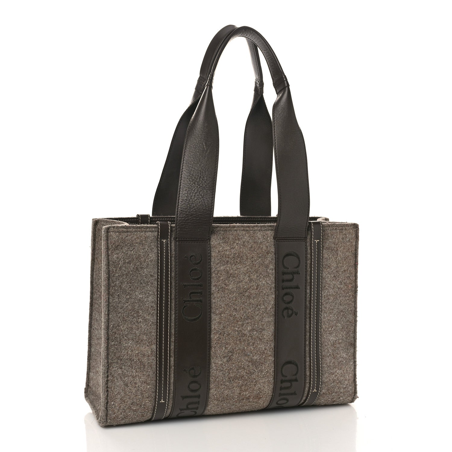 Chloe Felt Calfskin Medium Woody Ribbon Tote Deep Beige 3 of 12