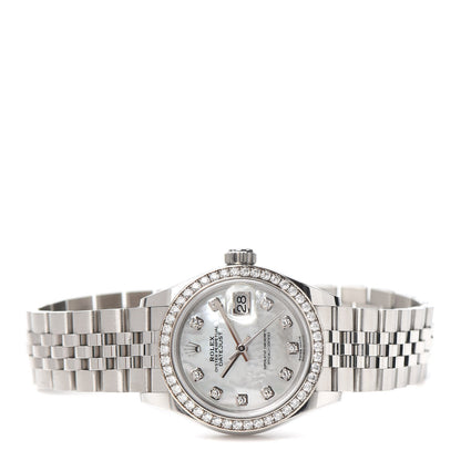 Rolex Stainless Steel 18K White Gold Diamond Mother of Pearl 28mm Oyster Perpetual Datejust Watch 279384 2 of 6