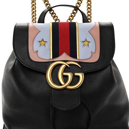 Gucci Calfskin Web GG Marmont Flap Chain Backpack Black 8 of 10