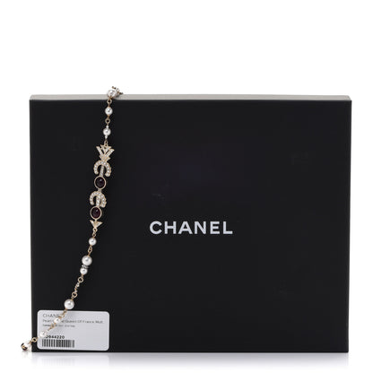 Chanel Pearl Crystal Queen of France Multi Strand Necklace Gold Red 6 of 6