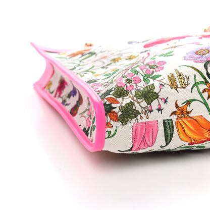 Gucci Canvas Flora Large Rajah Chain Tote White Multicolor Fuxia Fluo 8 of 10