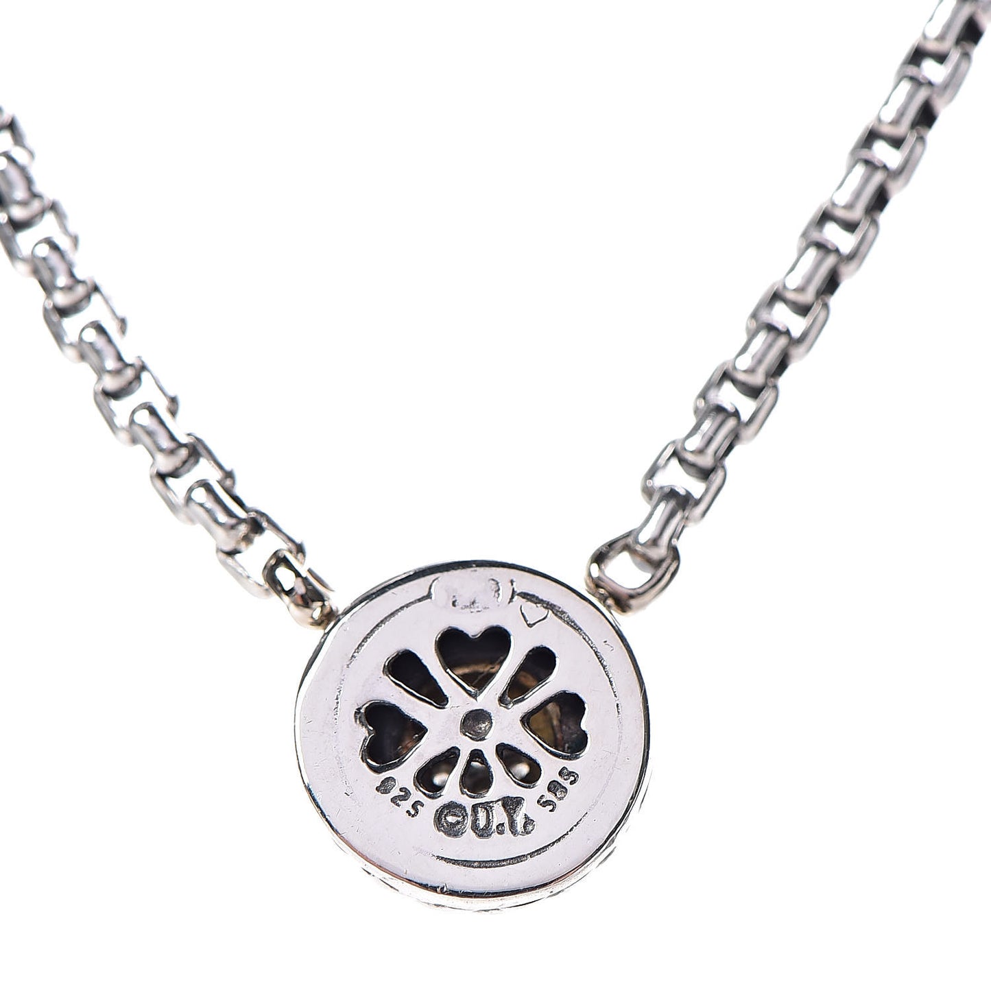 Sterling Silver 14K Yellow Gold Pave Diamond 12mm Cookie Necklace