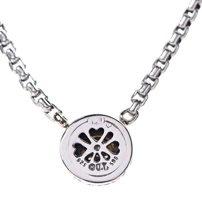 David Yurman Sterling Silver 14K Yellow Gold Pave Diamond 12mm Cookie Necklace 6 of 6