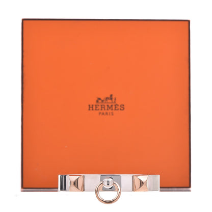 Hermes Sterling Silver 18K Rose Gold PM Collier De Chien Bracelet SH 6 of 6