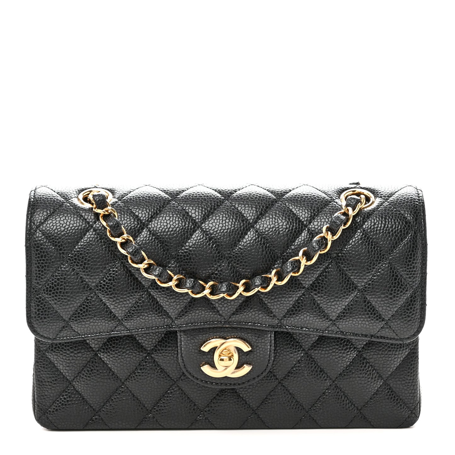 Caviar Quilted Small Double Flap Black