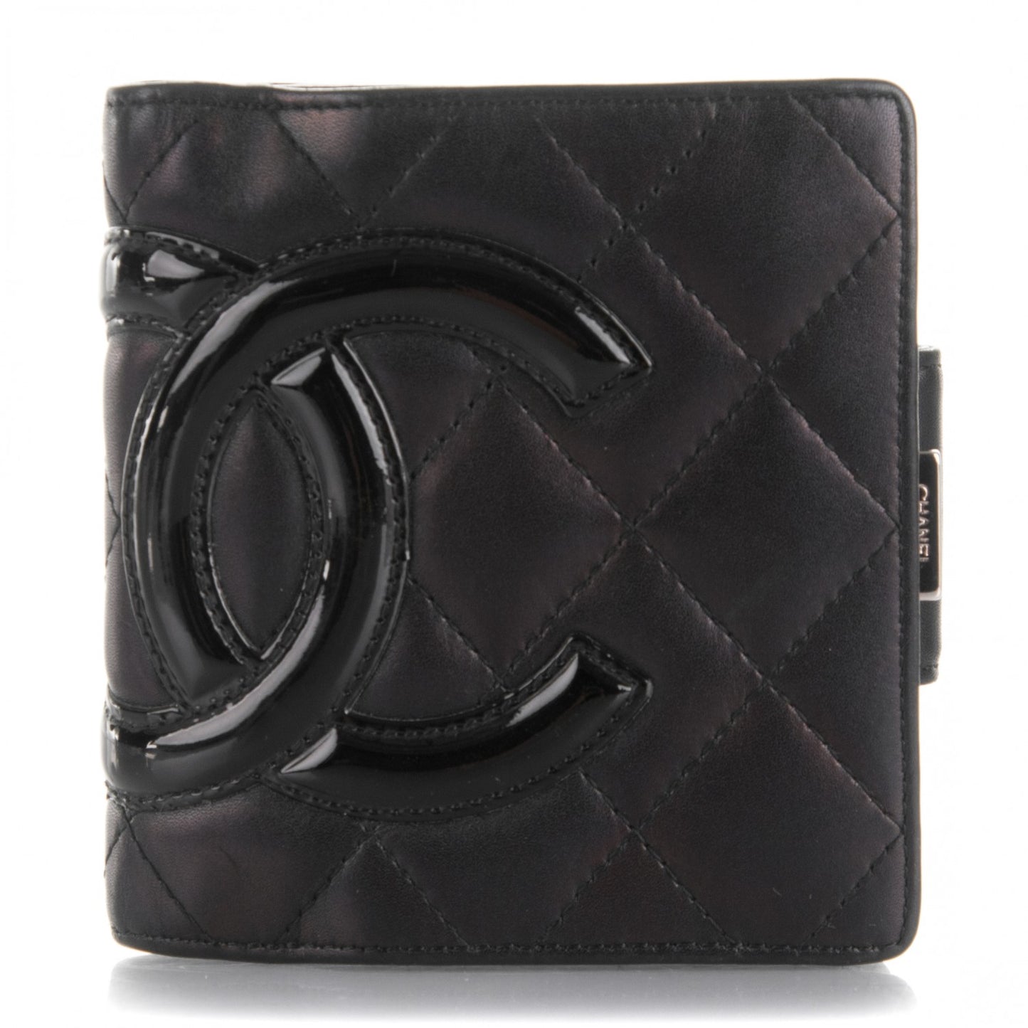 Calfskin Quilted Cambon Bi-Fold Wallet Black