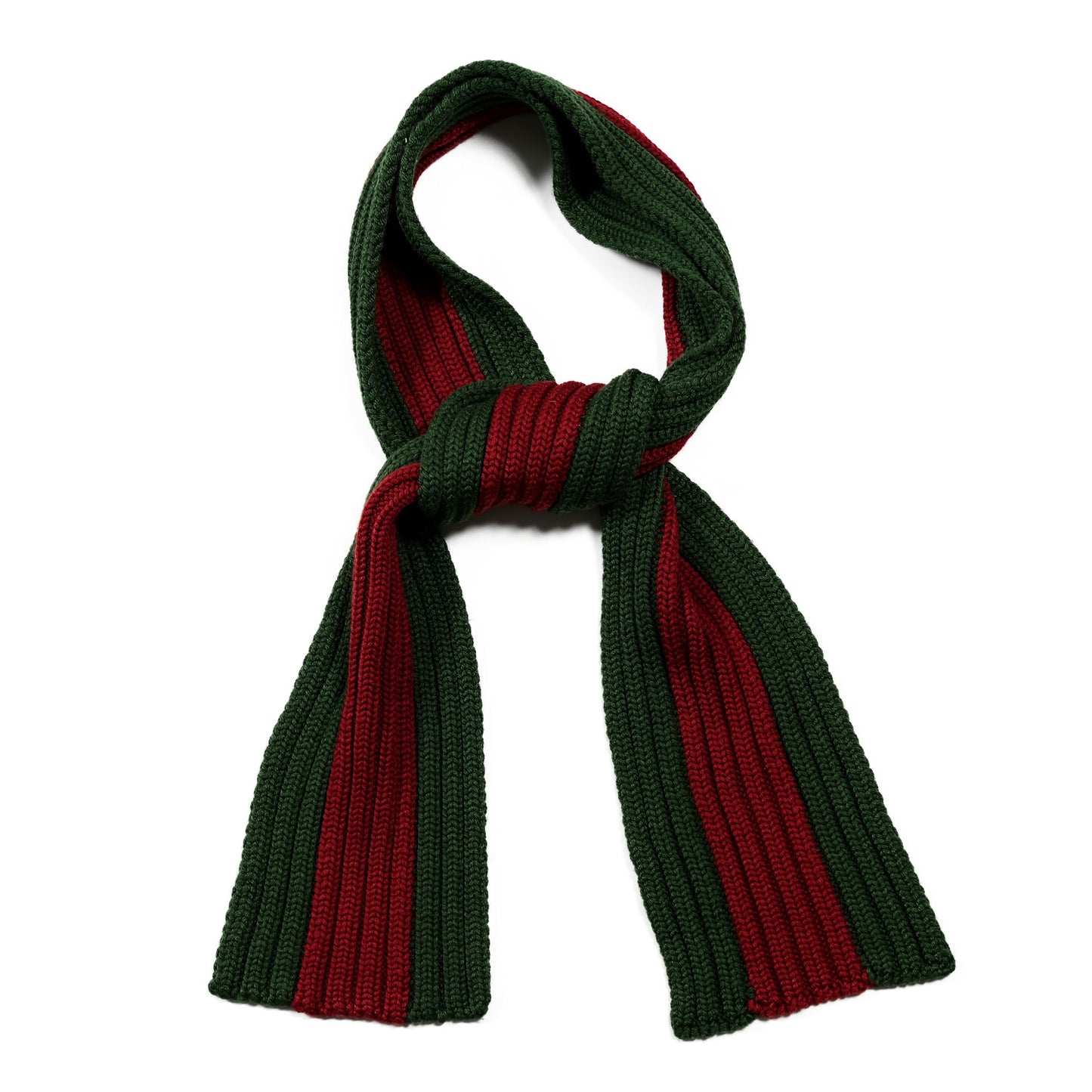 Silk Wool Knit Web Scarf Green Red