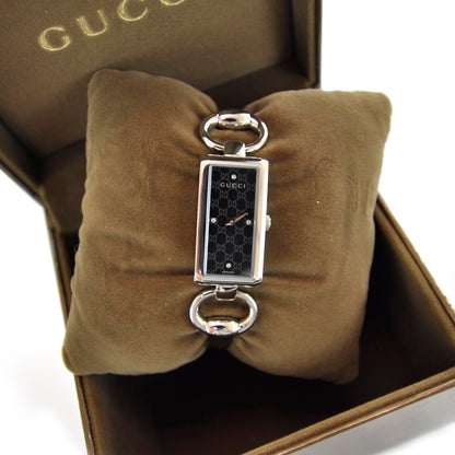 Gucci Stainless Steel Diamond 17mm Tornabuoni Quartz Watch Black 6 of 6