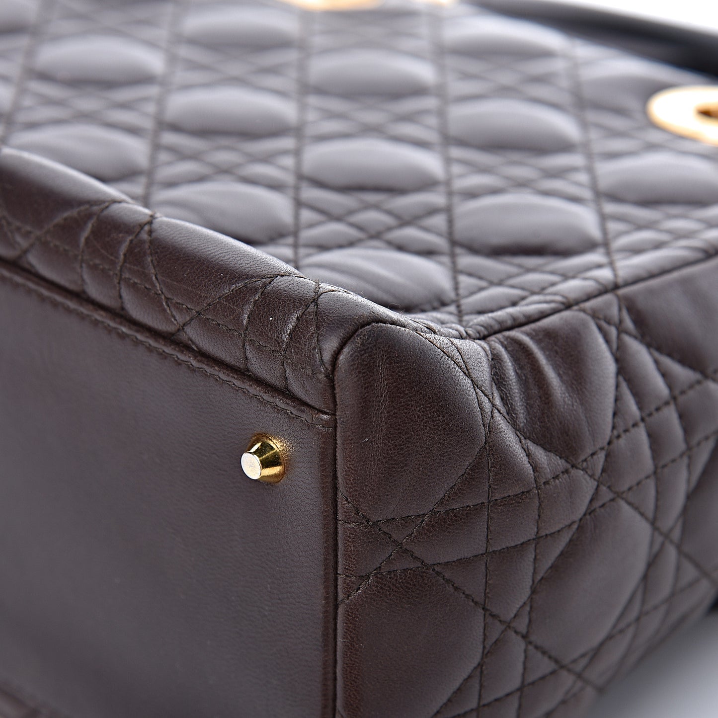 Lambskin Cannage Medium Lady Dior Dark Brown