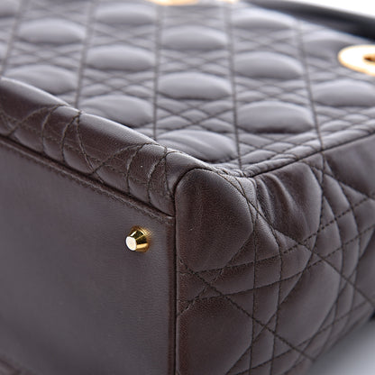 Christian Dior Lambskin Cannage Medium Lady Dior Dark Brown 12 of 14