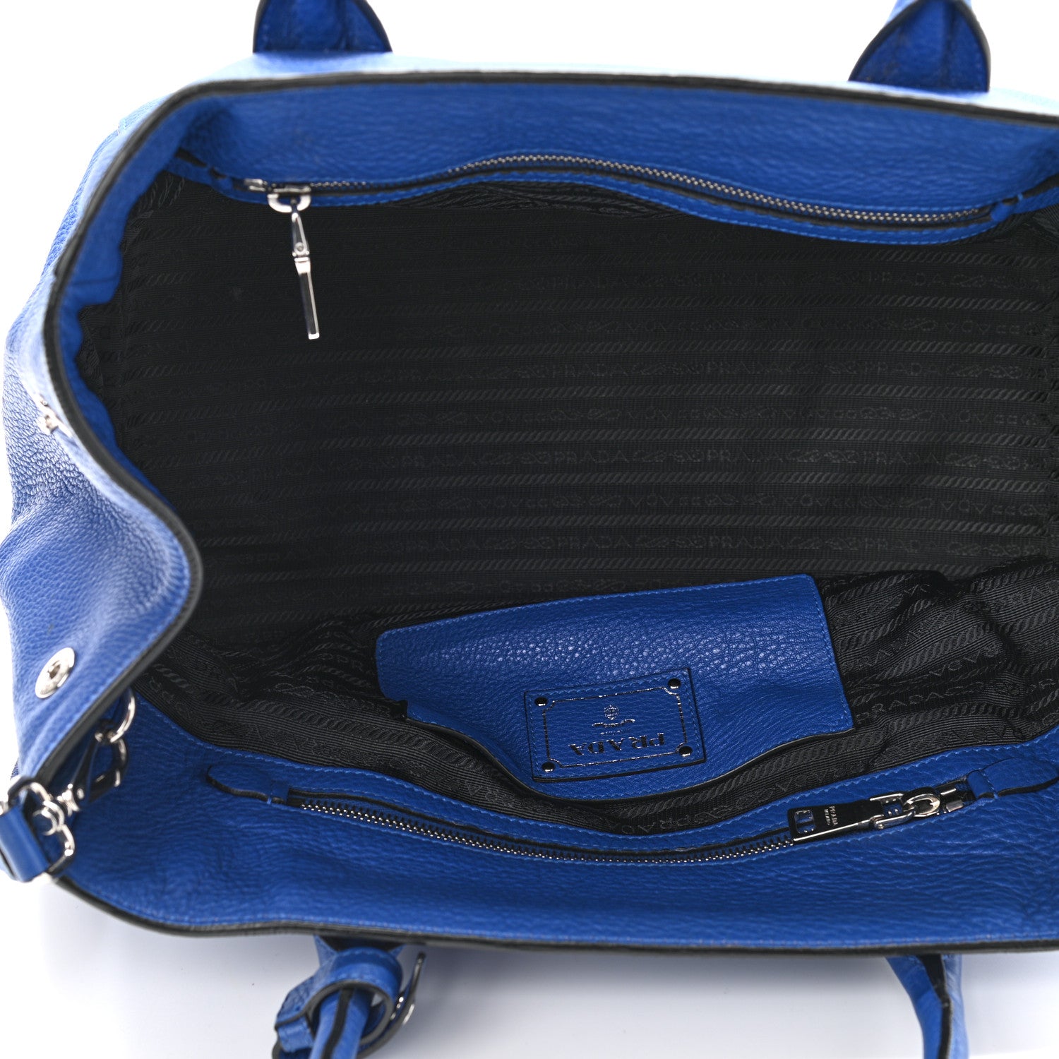 Prada Vitello Daino Shopping Tote Royal 4 of 10