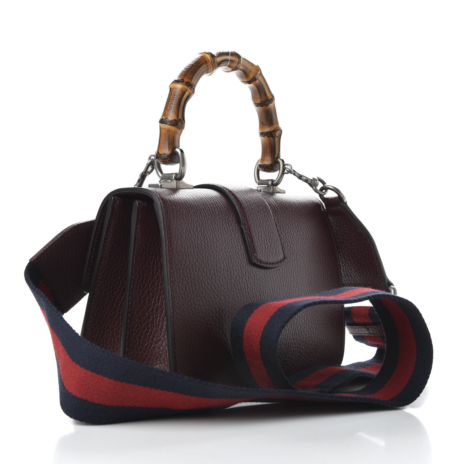 Gucci Dollar Calfskin Crystal Web Mini Dionysus Bamboo Top Handle Bag Vintage Bordeaux Black Diamond 3 of 9