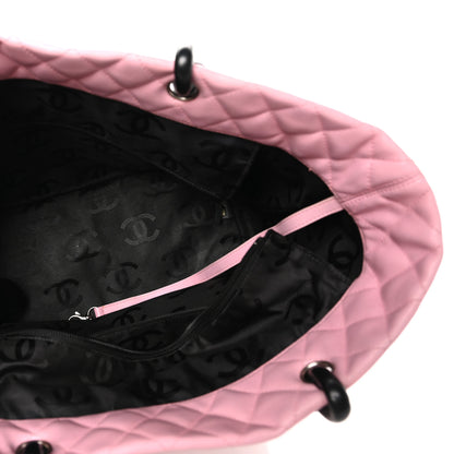 Chanel Calfskin Quilted Large Cambon Tote Pink Black 5 of 10