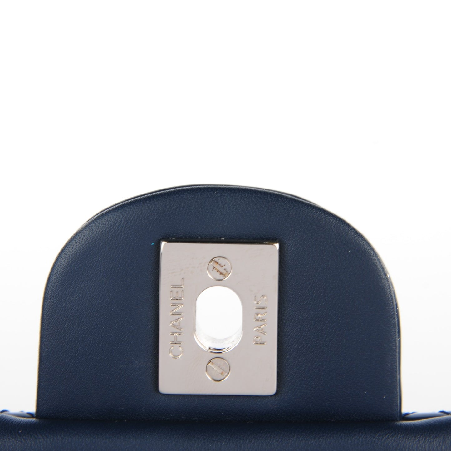 Patent Quilted Mini Rectangular Flap Navy Blue