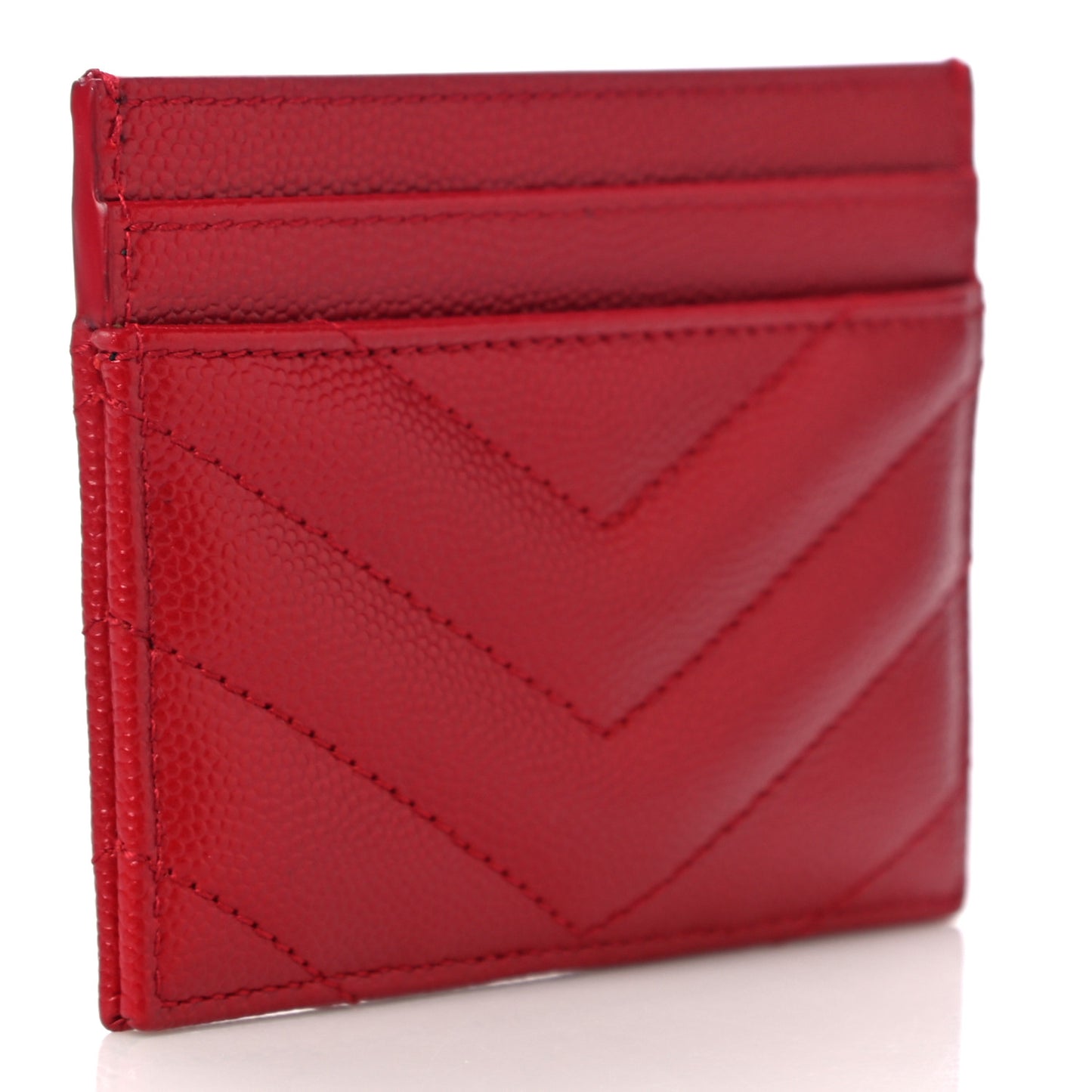 Grain De Poudre Matelasse Chevron Monogram Credit Card Case Rouge Eros
