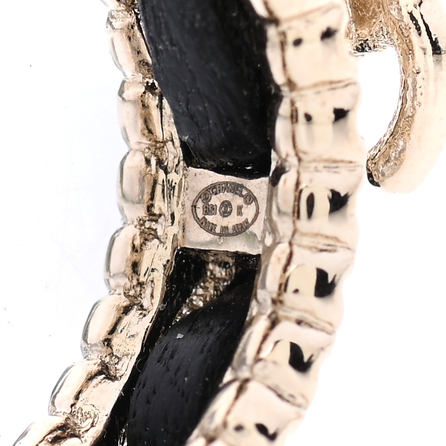 Chanel Metal Crystal Lambskin CC Ring 50 Gold Black 6 of 9