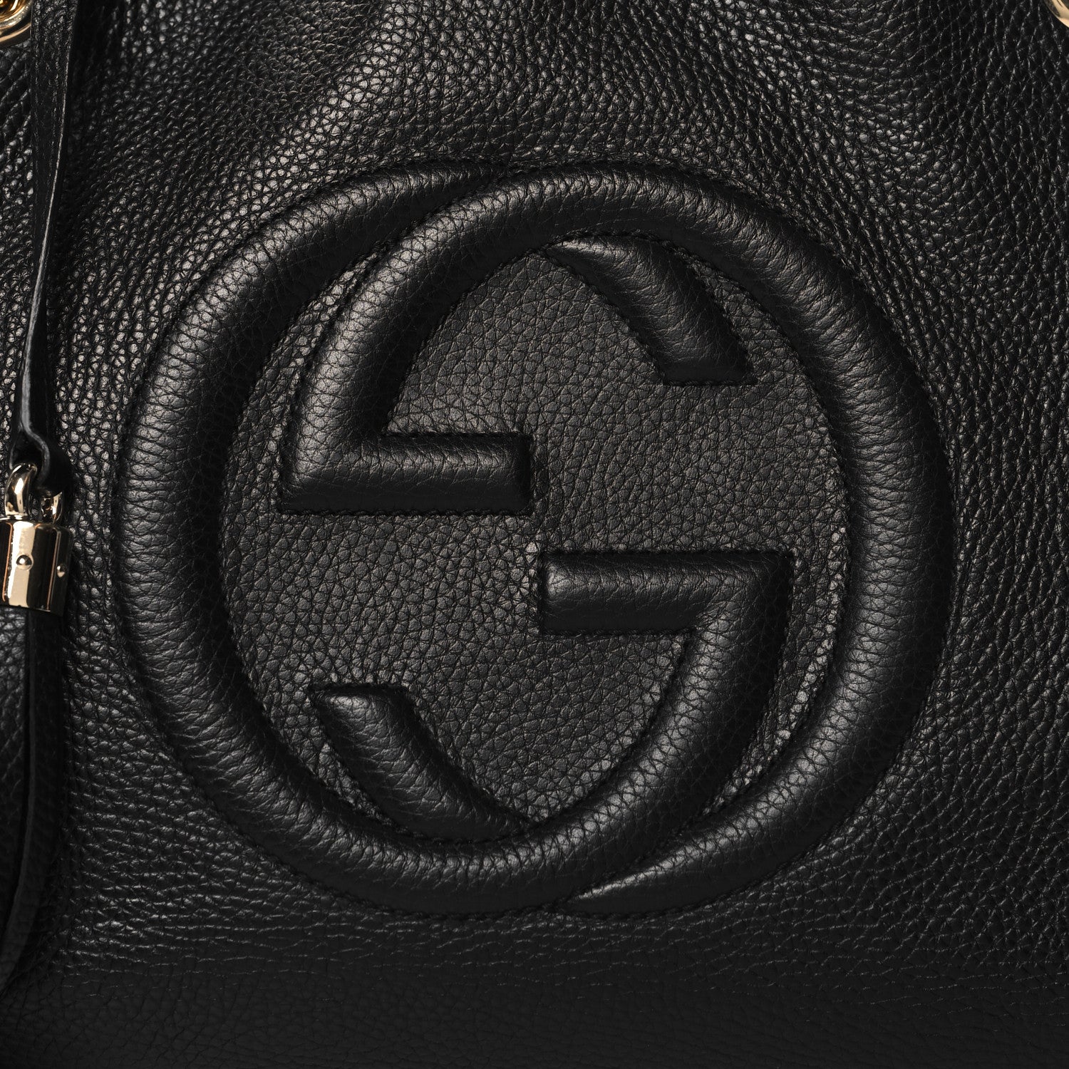 Gucci Pebbled Calfskin Medium Soho Chain Shoulder Bag Black 8 of 10