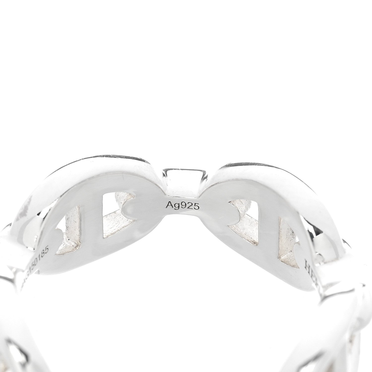 Hermes Sterling Silver PM Chaine d'Ancre Enchainee Band Ring 54 6.75 9 of 16