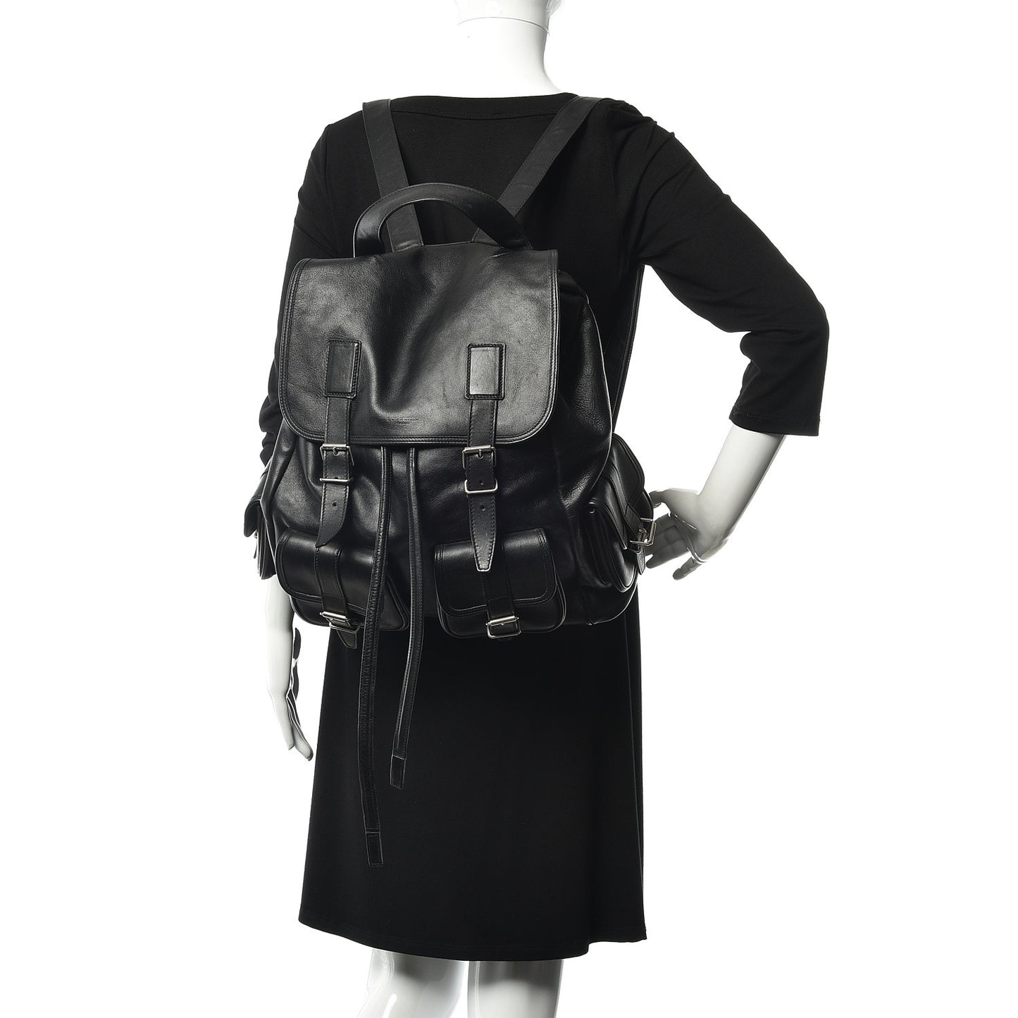 Smooth Calfskin Roc Sack Backpack Black