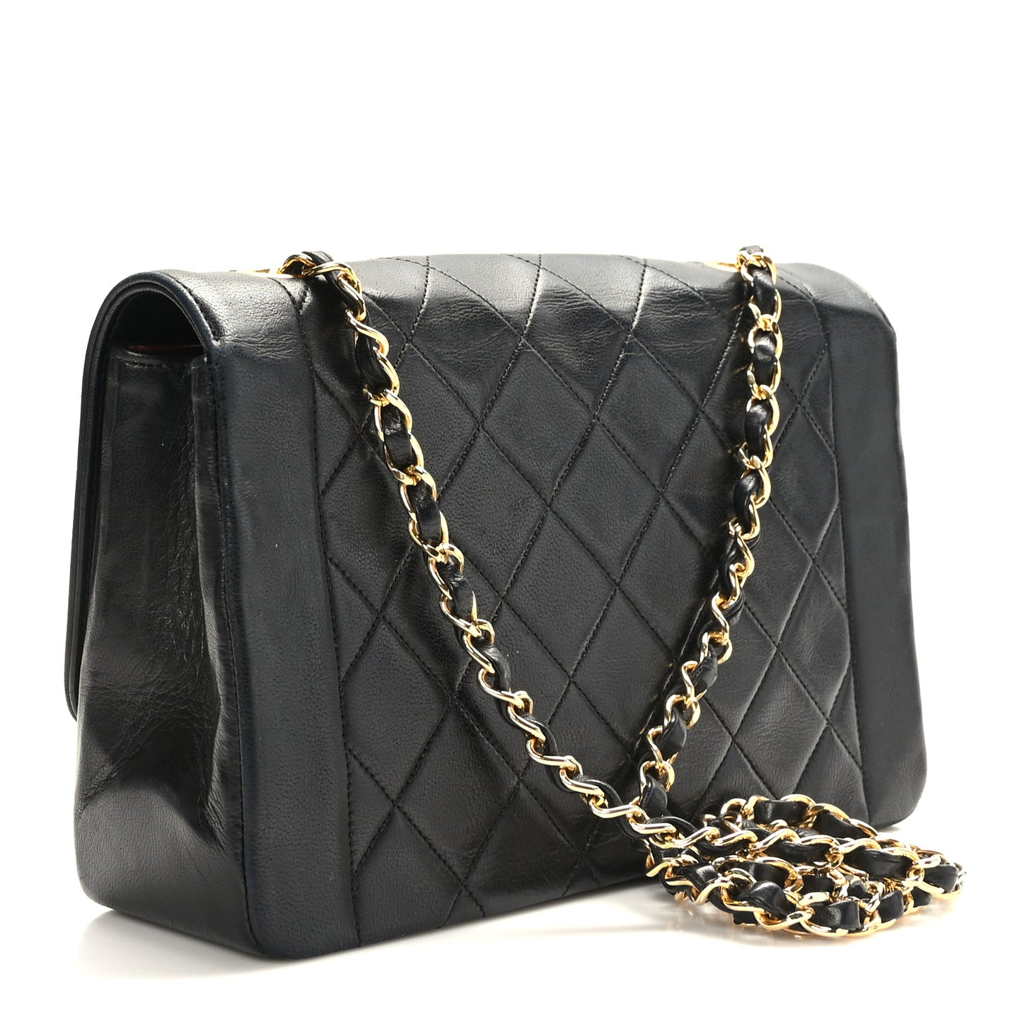 Lambskin Quilted Medium Single Flap Black