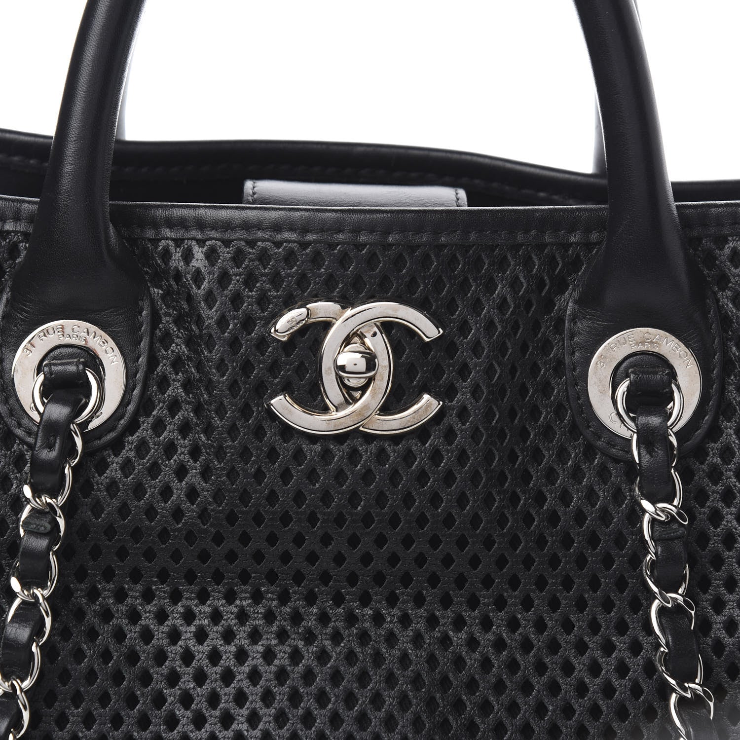 Chanel Calfskin Perforated Up In The Air Tote Black 10 of 10