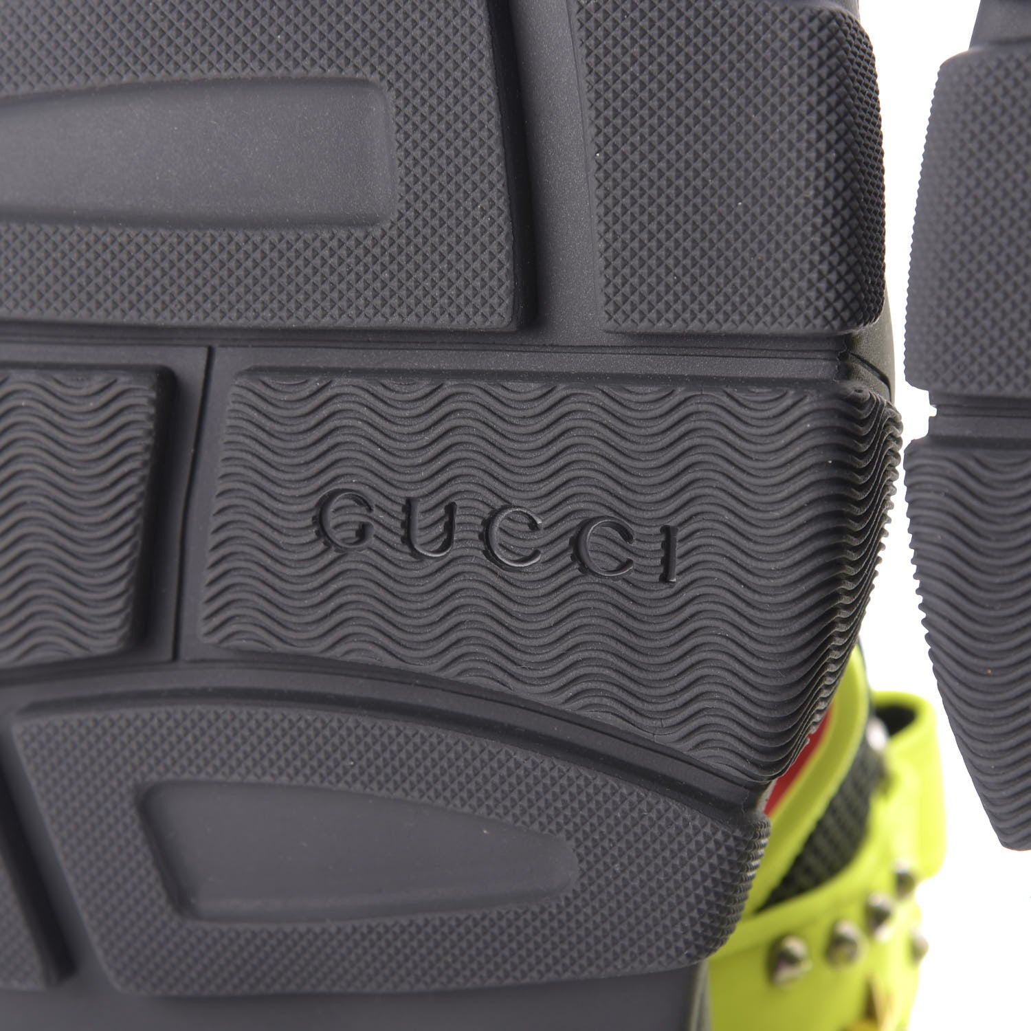 Gucci Technical Canvas Calfskin Studded Mens Aguru Sandals 12 Neon Yellow 8 of 9