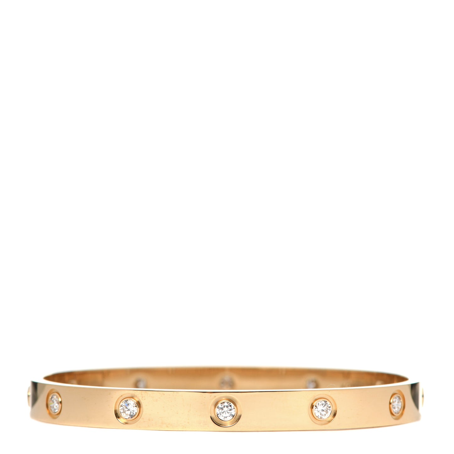18K Yellow Gold 10 Diamond LOVE Bracelet 17