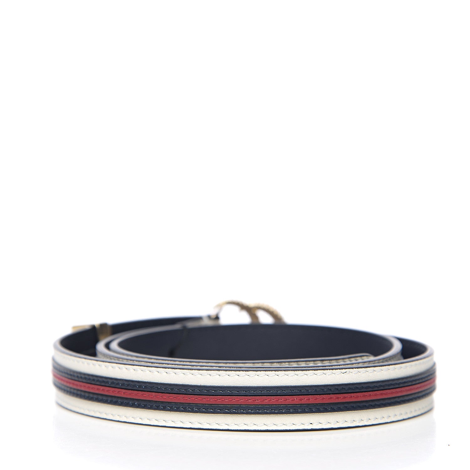 Gucci Calfskin 20mm Torchon Double G Sylvie Belt 85 34 Off White Blue Red 2 of 5