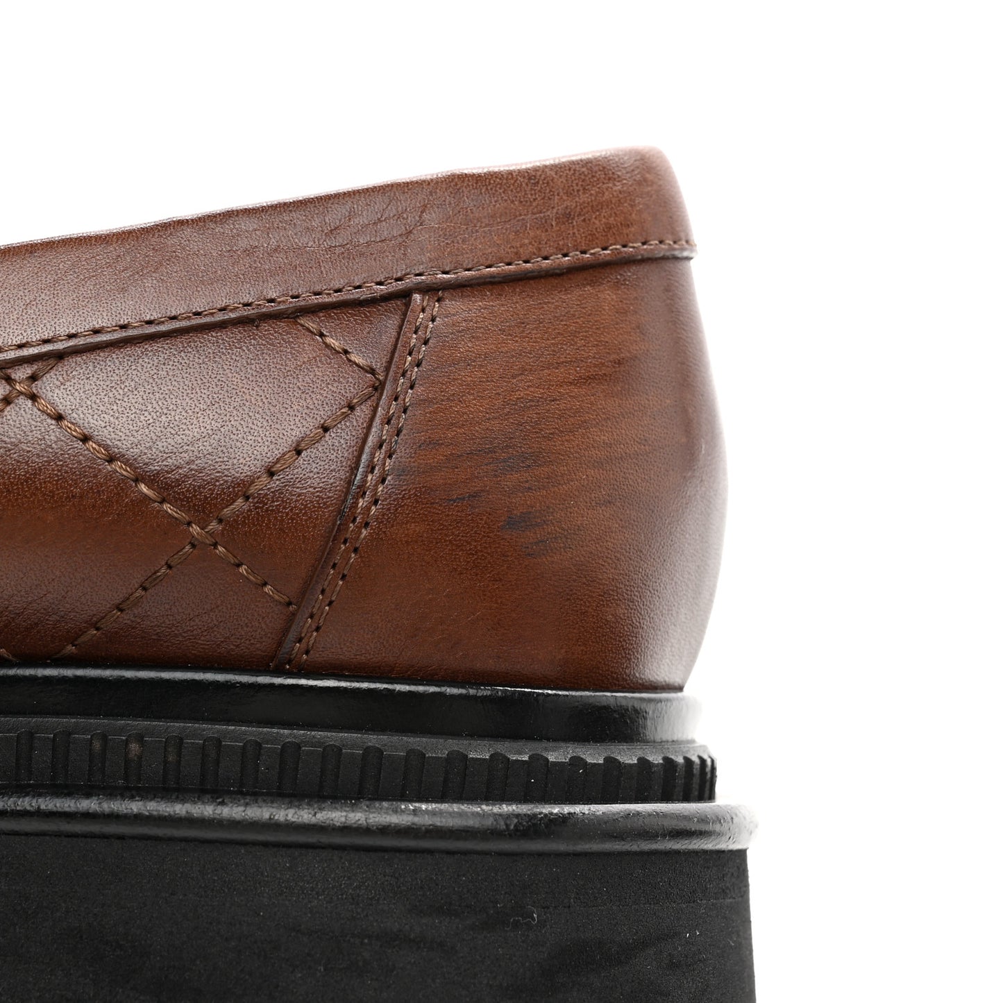 Calfskin Quilted CC Mocassin Loafers 37 Brown