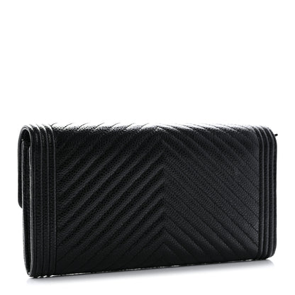 Chanel Caviar Chevron Quilted Boy Flap Wallet Black 3 of 9