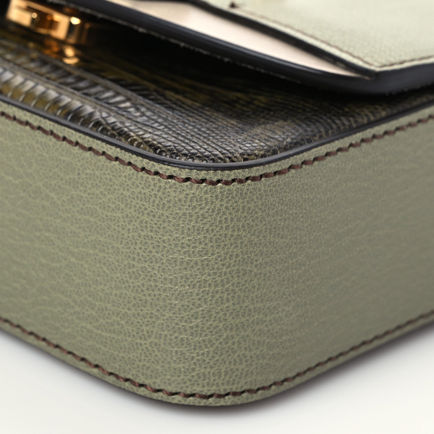 Chloe Goatskin Calfskin Lizard Embossed Mini C Double Carry Antique Green 8 of 8