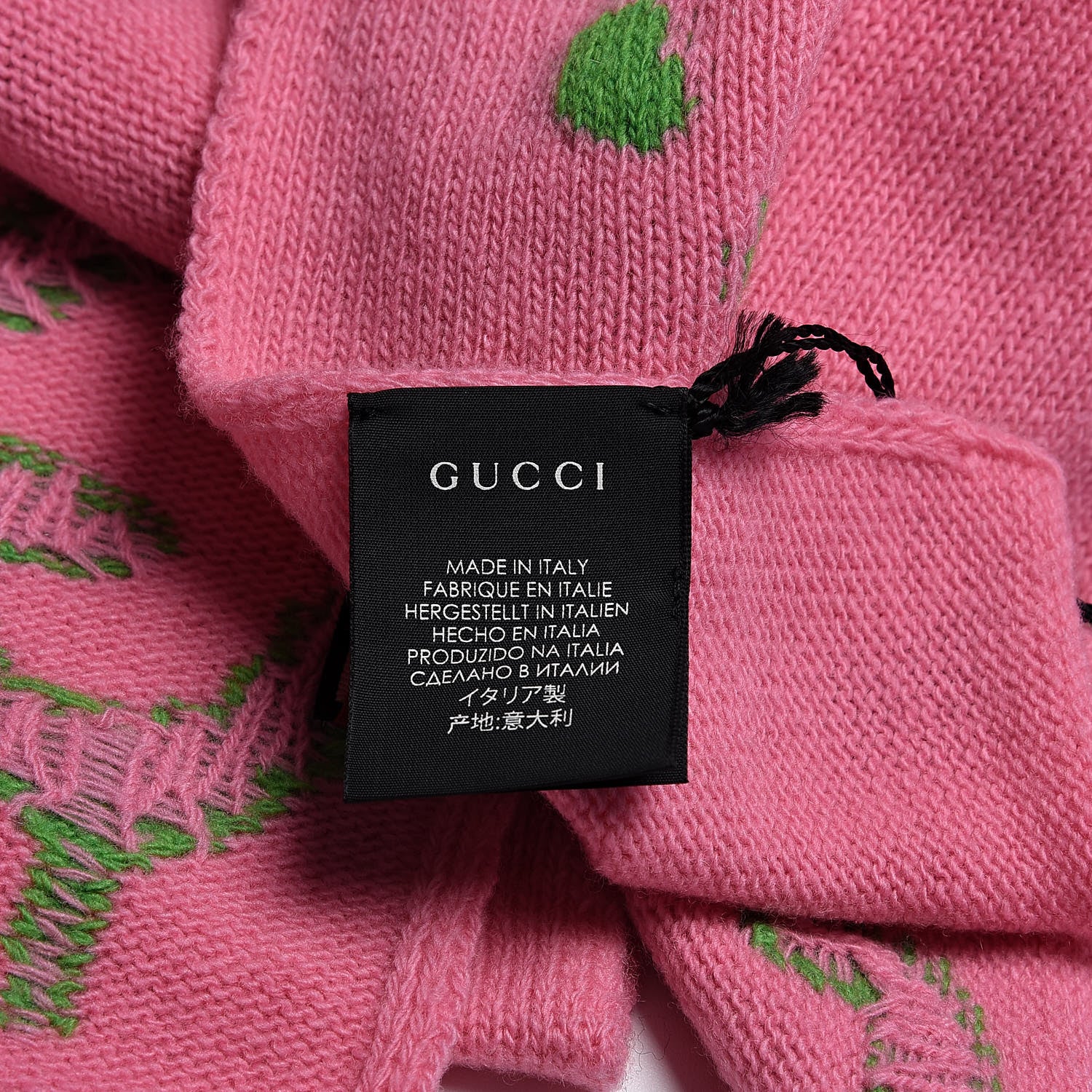 Gucci Wool Jacquard Knit GucciGhost Scarf Pink Green 5 of 5