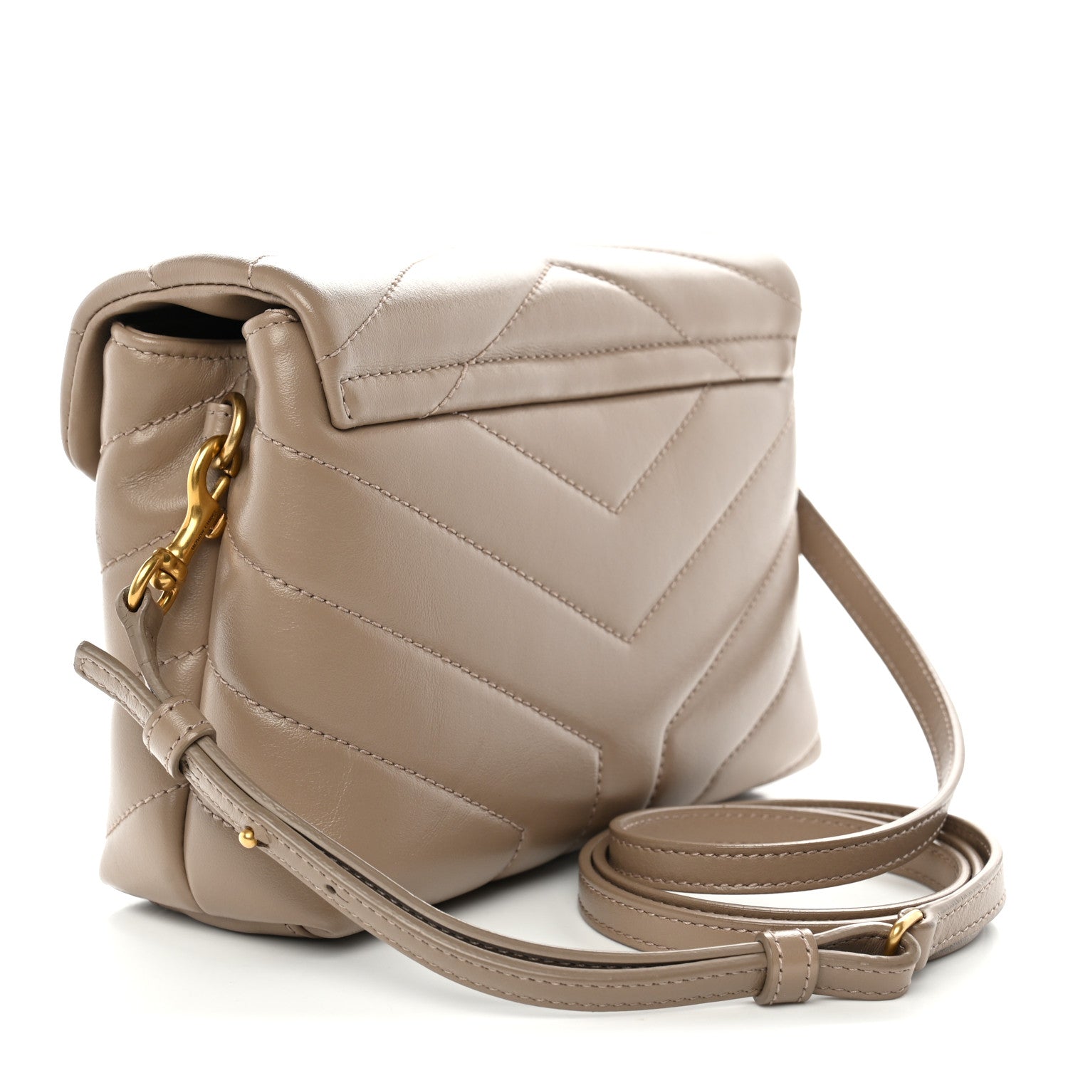 Saint Laurent Calfskin Y Quilted Monogram Toy Loulou Crossbody Bag Dark Beige 3 of 10