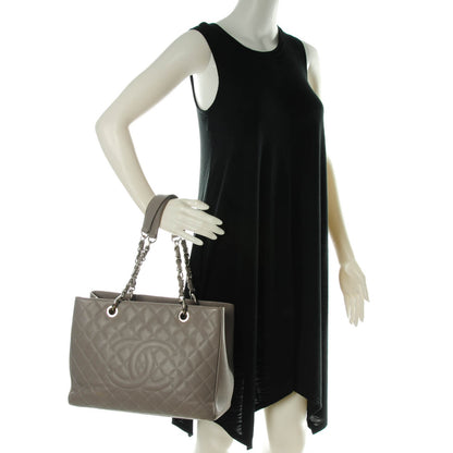 Chanel Caviar Quilted Grand Shopping Tote GST Light Grey 4 of 7