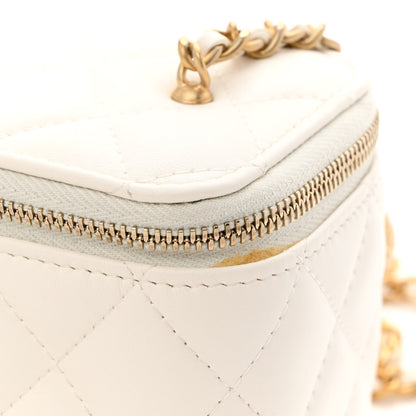 Chanel Lambskin Quilted Pearl Crush Small Vanity Case With Chain White 12 of 12