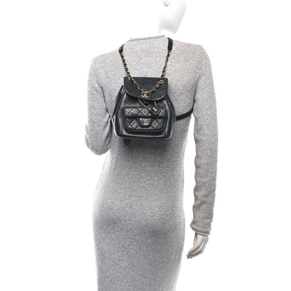 Chanel Glazed Aged Calfskin Quilted Small Duma Drawstring Backpack Black 2 of 11