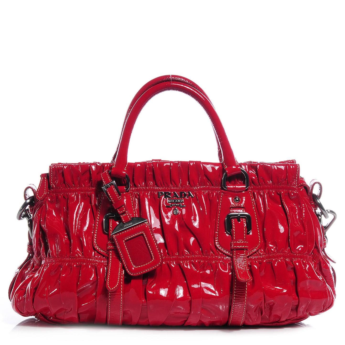 Vernice Gaufre Shopping Satchel Rosso