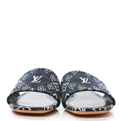 Louis Vuitton Jacquard Since 1854 Lock It Flat Mule 37.5 Blue 2 of 8