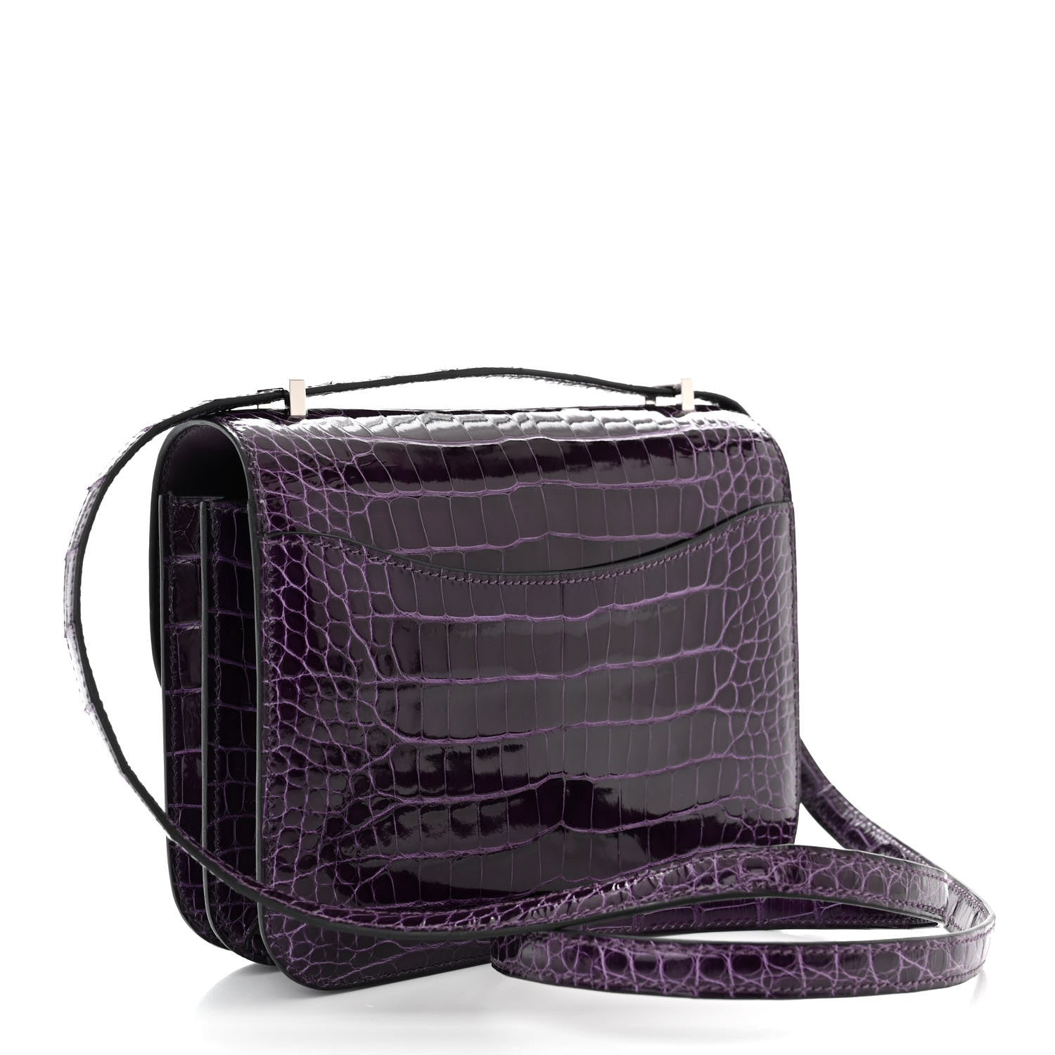 Hermes Shiny Alligator Tiger Eye Constance 18 Amethyst 3 of 11