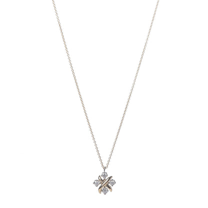 Tiffany Platinum 18K Yellow Gold Diamond Schlumberger Lynn Pendant Necklace 1 of 6