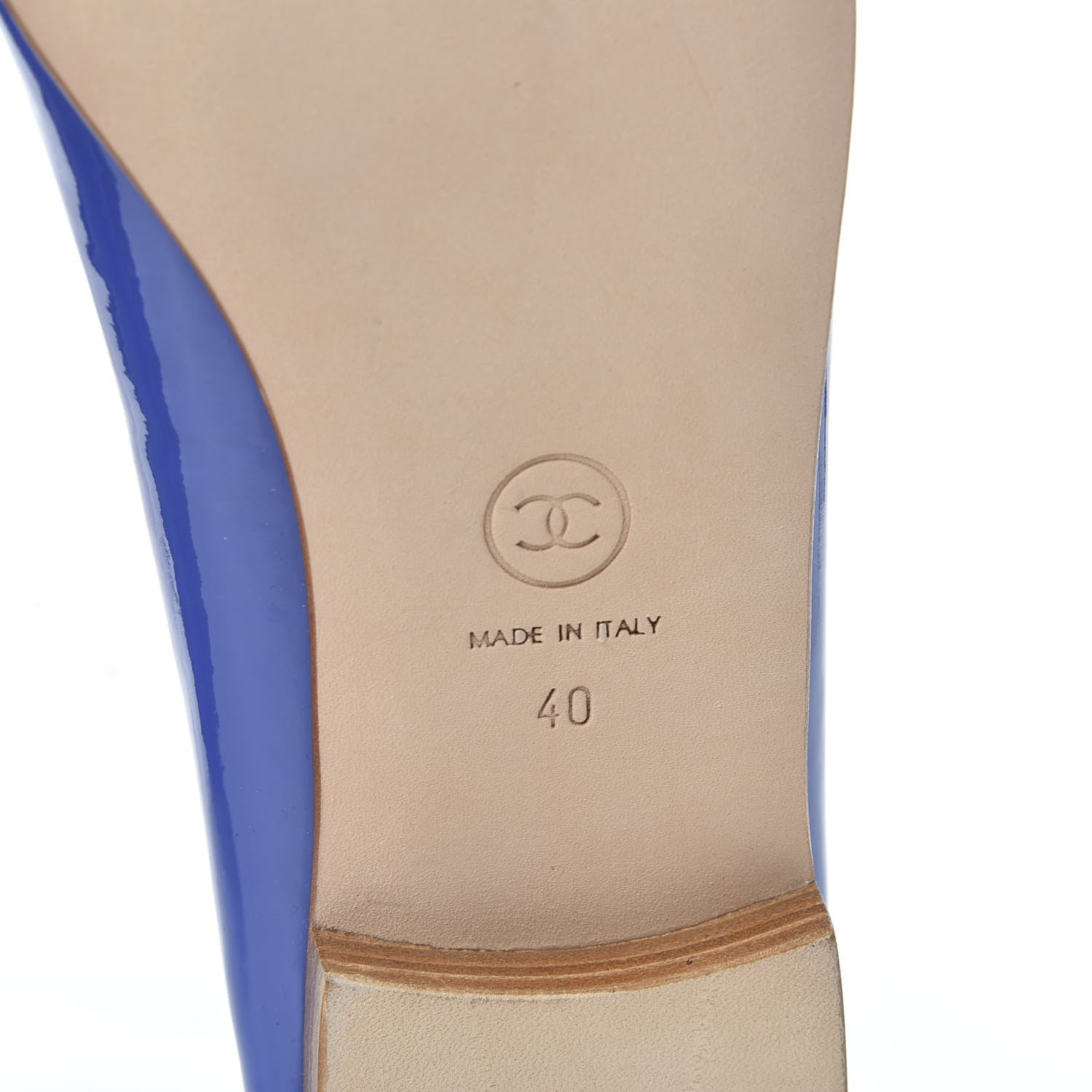 Chanel Patent Calfskin CC Cap Toe Ballerina Flats 40 Blue 8 of 9