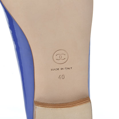 Chanel Patent Calfskin CC Cap Toe Ballerina Flats 40 Blue 8 of 9