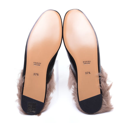 Gucci Patent Fur Womens Princetown Slippers 37.5 Black 6 of 10