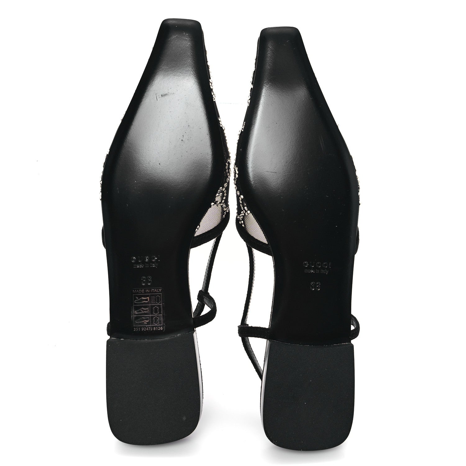 Gucci Tela Retino Kid Scamosciato Crystal GG Monogram Square Demi Ballet Flats 36 Black 6 of 9