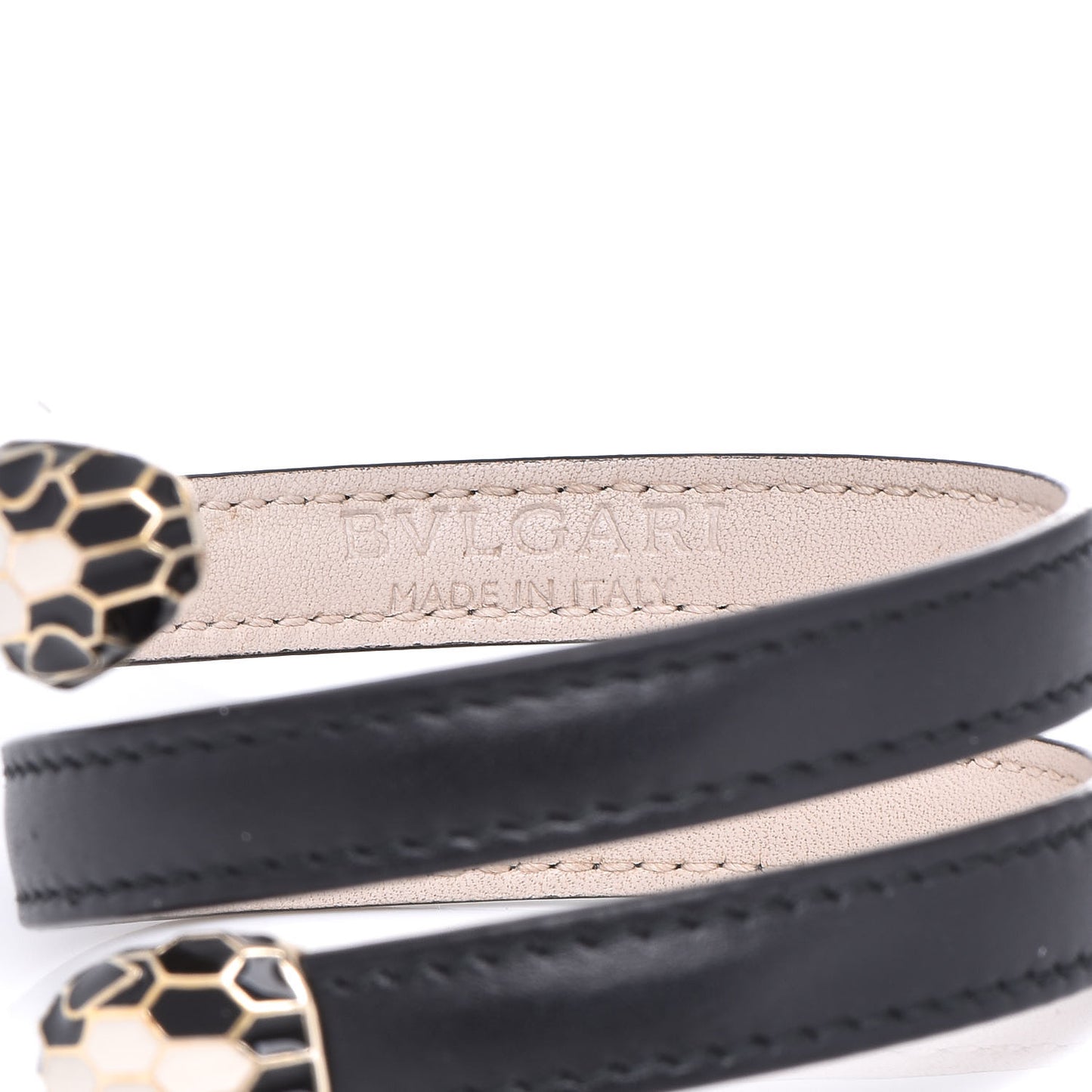 Calfskin Serpenti Forever Double Coil Cleopatra Bracelet Black