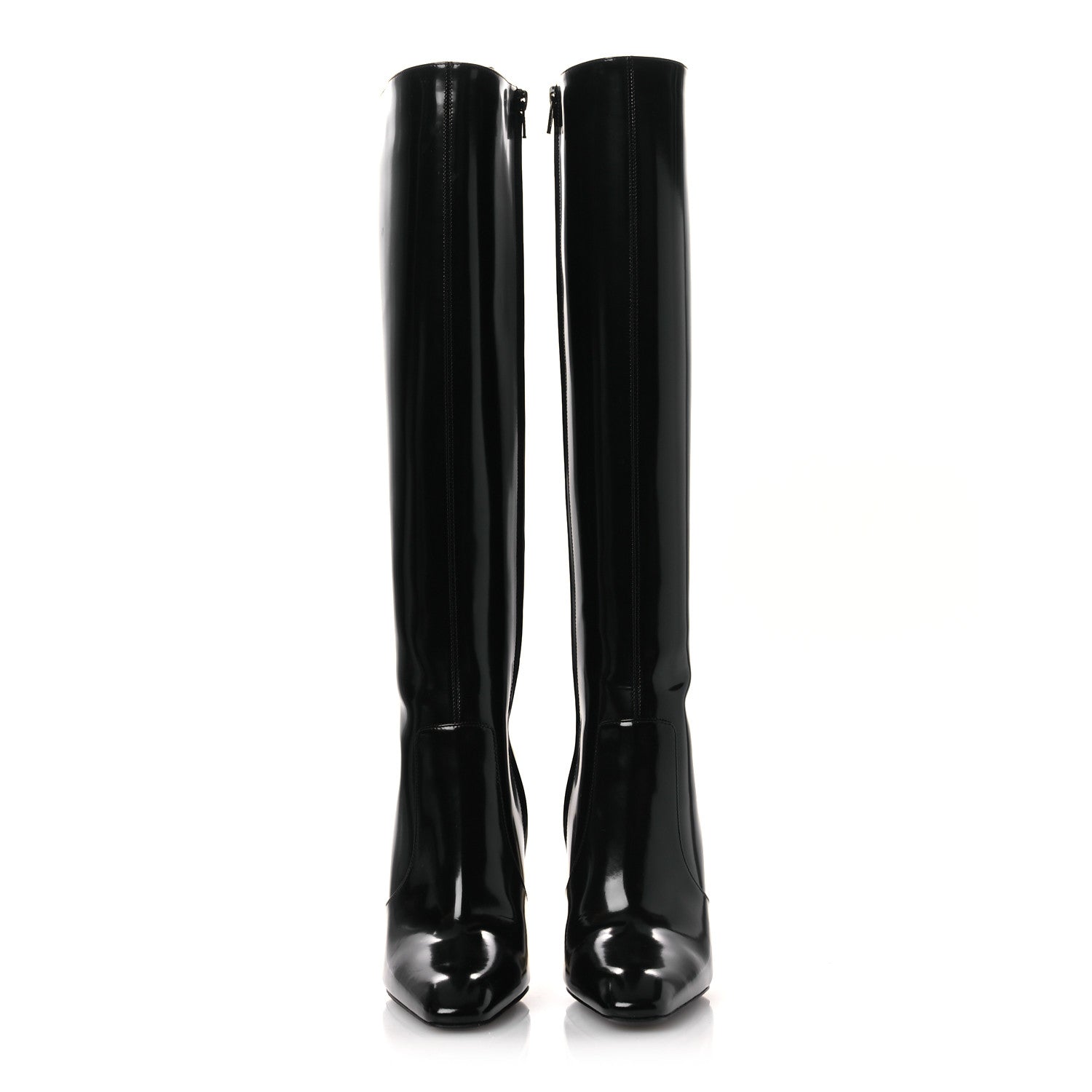 Saint Laurent Glazed Calfskin Auteuil 105mm Zip Boots 38 Black 3 of 13