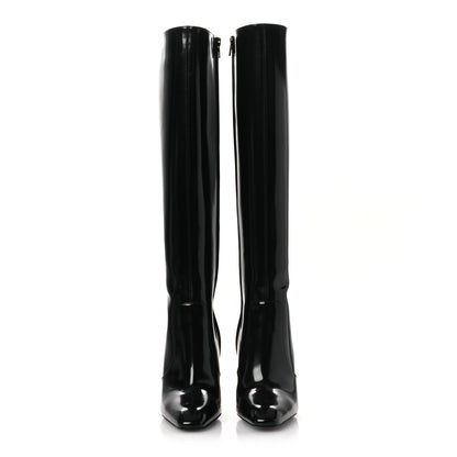 Saint Laurent Glazed Calfskin Auteuil 105mm Zip Boots 38 Black 3 of 13